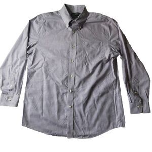 Ralph Lauren Men’s 17 34/35 Button Up Dress Shirt Purple Slim Fit Non Iron Check